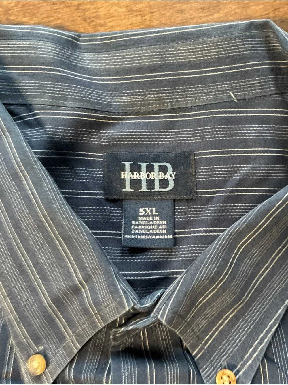 Harbor Bay 5xl Striped Button Up Short Sleeve Blue Casual